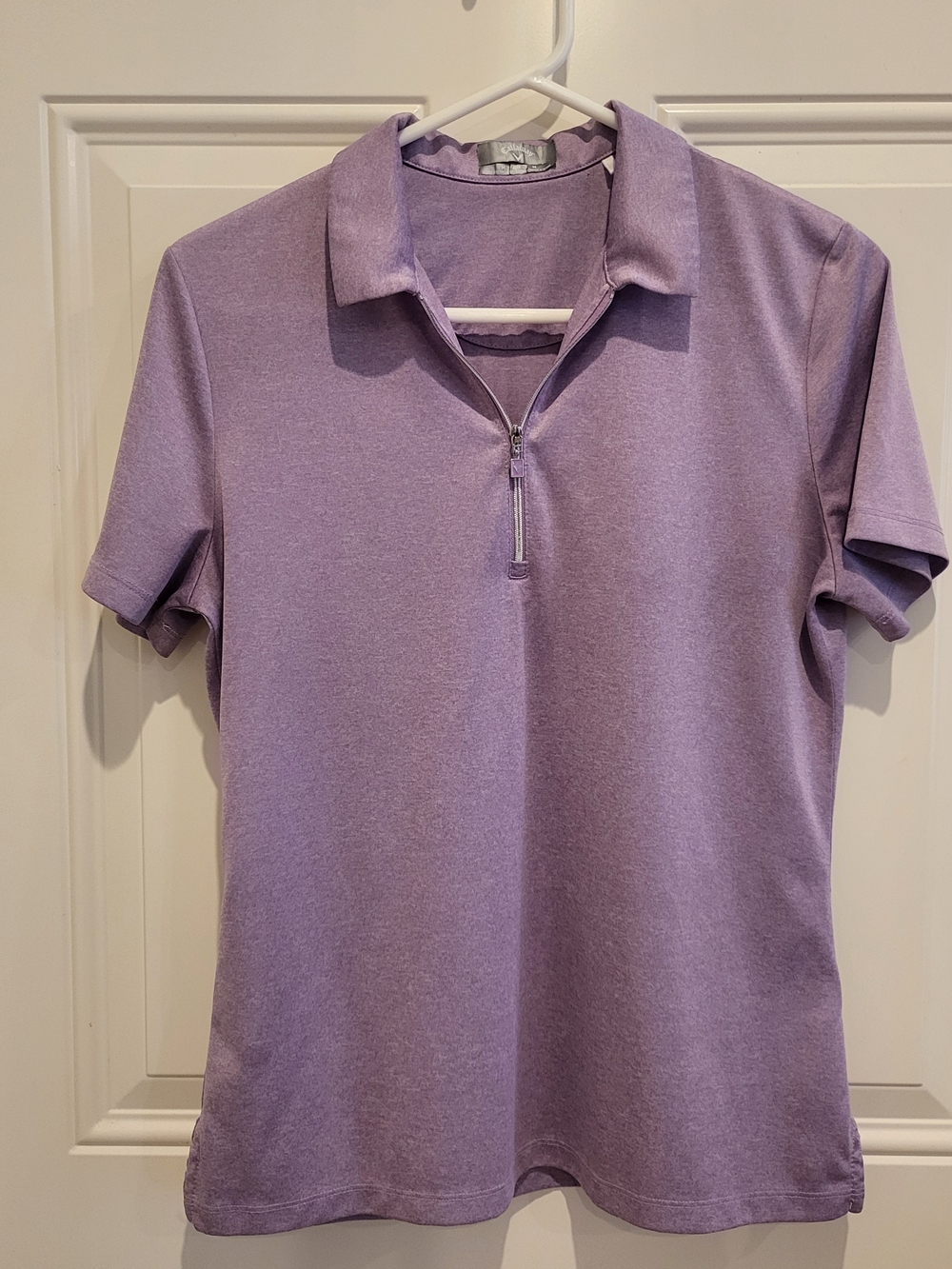 The Callaway Women's Purple Solid 1/4 Zip Short Sleeve Golf Polo Shirt in size M
